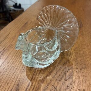 Avon Clear Glass Turkey votive candle holder